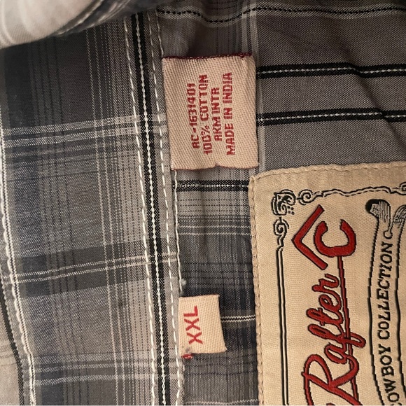 Rafter C gray plaid long sleeve pearl snap button down. Size: xxl - Picture 3 of 9